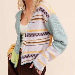 Free People Ready Set Go Cardigan Vintage Retro Inspired Patterned Button Up
